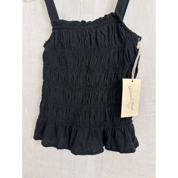 Universal Thread Tops Universal Thread Ruched Tank Top Black SMALL New - Picture 3 of 4